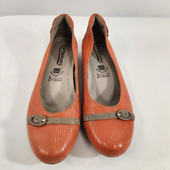 Softwaves Ballet Flats Orange Buckle Detail Womens size 40 New Unworn Portugal - Picture 2 of 9